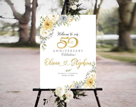 Segno del 50 anniversario, Anniversario di nozze d'oro, Decorazione del 50  anniversario, Anniversario di matrimonio della rosa bianca, poster del 50  anniversario -  Italia