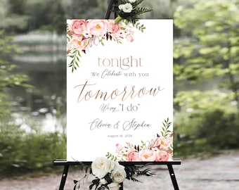 Rehearsal Dinner Sign, Rehearsal Dinner Decor, Blush pink Decor, The Night Before sign, Wedding welcome sign, Wedding Rehearsal Sign