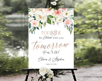 Rehearsal Dinner Sign, Rehearsal Dinner Decor, Blush pink Decor, The Night Before sign, Wedding welcome sign, Wedding Rehearsal Sign