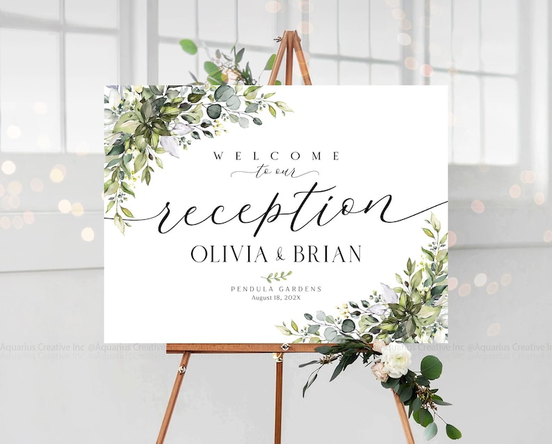 Reception Decorations, Wedding reception Decorations, Wedding Decorations, Wedding reception Decor, Greenery wedding Decorations, Greenery Decorations, Greenery Decor, Wedding reception sign
