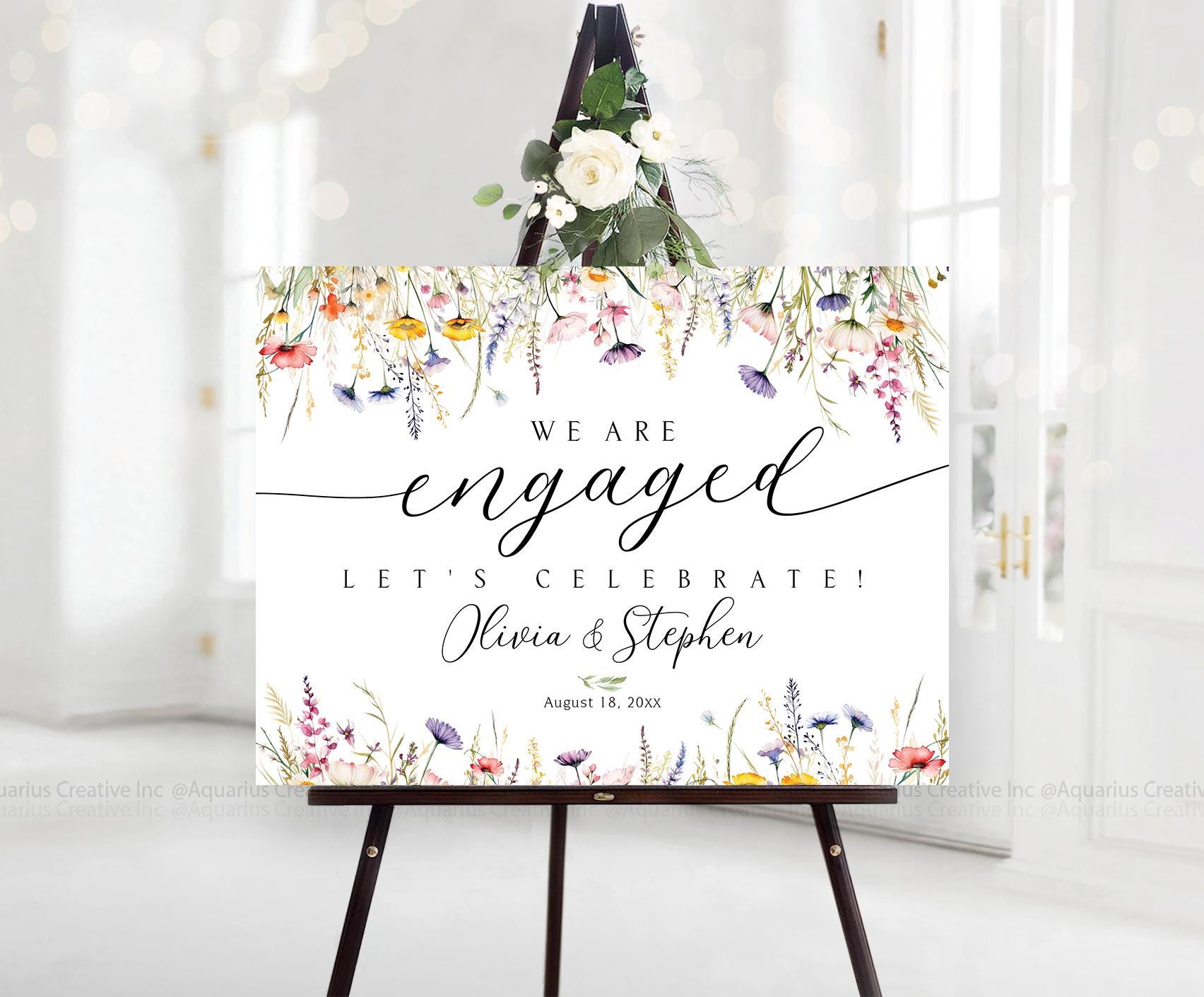 Engagement party sign, Engagement welcome sign, Engagement Decor, Engagement party decorations, Engagement Sign, Engaged sign, Wildflower