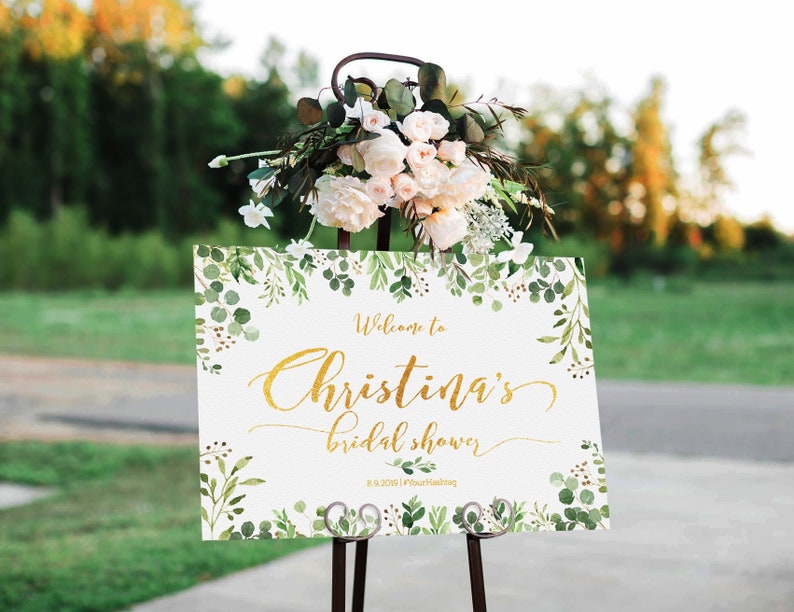 Bridal Shower sign Greenery Bridal Shower Greenery shower Etsy