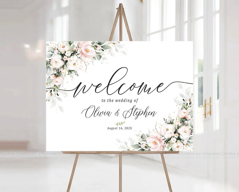 Blush Wedding Welcome Sign, Wedding Welcome Sign, Blush Wedding ...