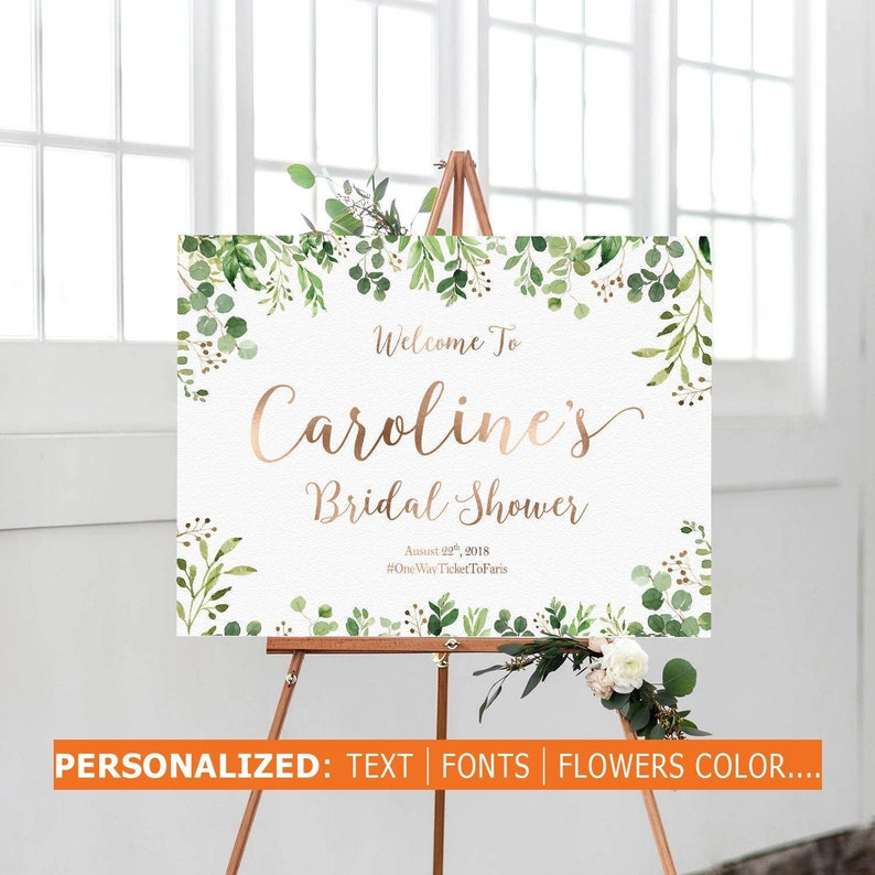 Bridal Shower Sign Greenery Bridal Shower Greenery Shower Etsy