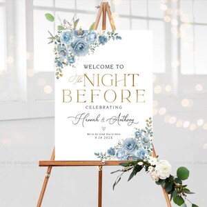 Rehearsal Dinner Sign, Welcome to the Night Before Sign, Wedding Rehearsal Sign, Engagement welcome sign, Greenery Wedding Decorations, One day Away Sign, The day before sign