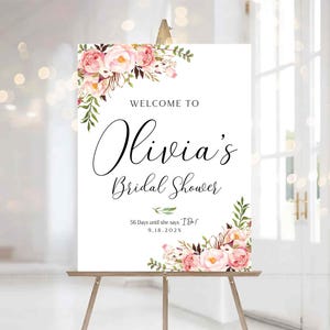 Decoración en rosa ruborizado, letrero para despedida de soltera, decoraciones para despedida de soltera, letrero de bienvenida para despedida de soltera, invitación para despedida de soltera, póster para despedida de soltera