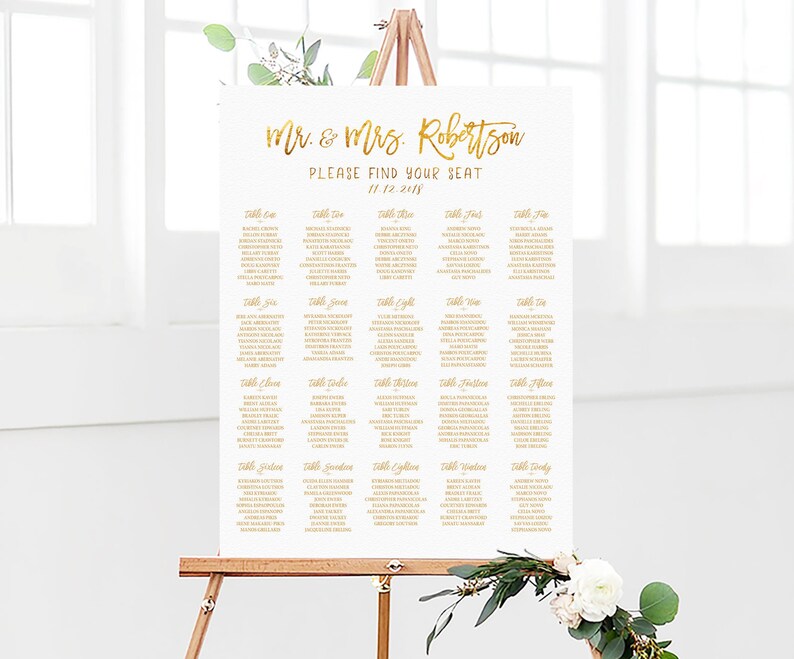 Wedding decorations Seating chart Gold seating chart Table Seating Chart Wedding Seating Chart Wedding seating chart alphabetical