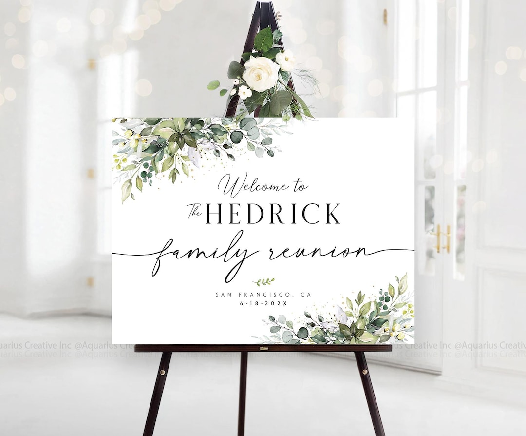 Family Reunion Welcome Sign, Greenery Reunion Decor, Family Reunion ...