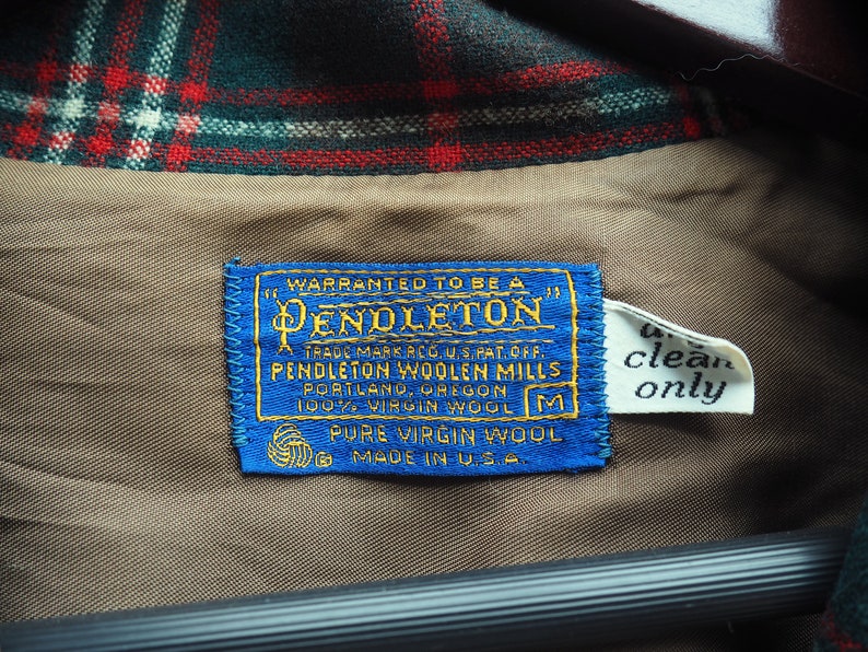 1960/'s Pendleton Virgin Wool Plaid Blazer w Leather Buttons Made in USA Size Medium
