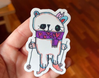 Esquí de oso polar - Reegy's Art - Pegatina de vinilo