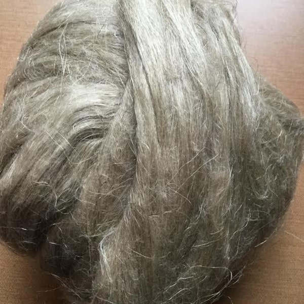 Flax- tow 2 OZ Raw Unbleached/Undyed  fiber roving for spinning, felting, doll making, other fiber art.