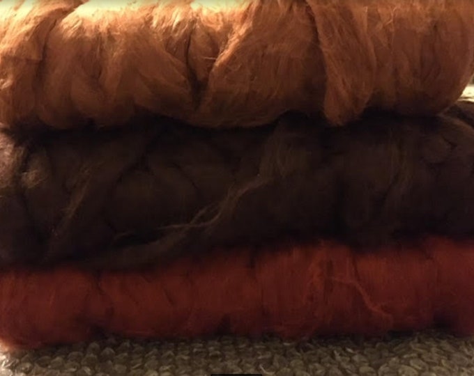 Flax/linen Roving. 1oz Colors: Rust /chocolate/cinnamon for Felting ...