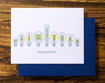 Edison Bulb - Fun Letterpress Holiday Hanukkah Card