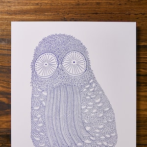 Owl Illustration Letterpress Art Print - Gallery Wall 8x10