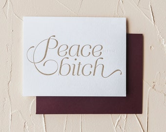Peace - grappige kerstkaart voor de feestdagen in boekdruk