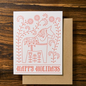 Cavallo svedese Dala Happy Holidays - Biglietto di auguri tipografico