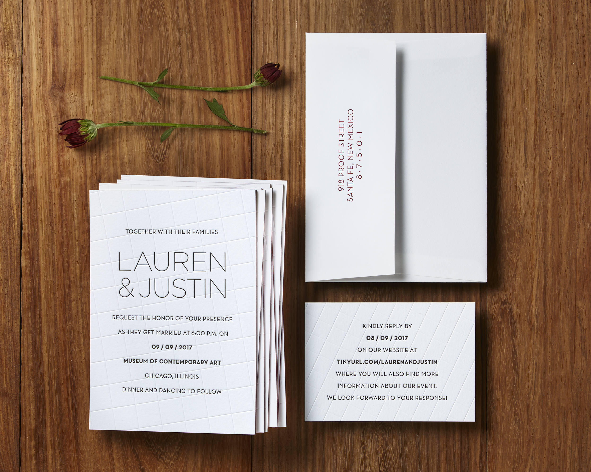 Grid Invitation Contemporary Grid - Custom Letterpress Wedding Invitations Stationery ...