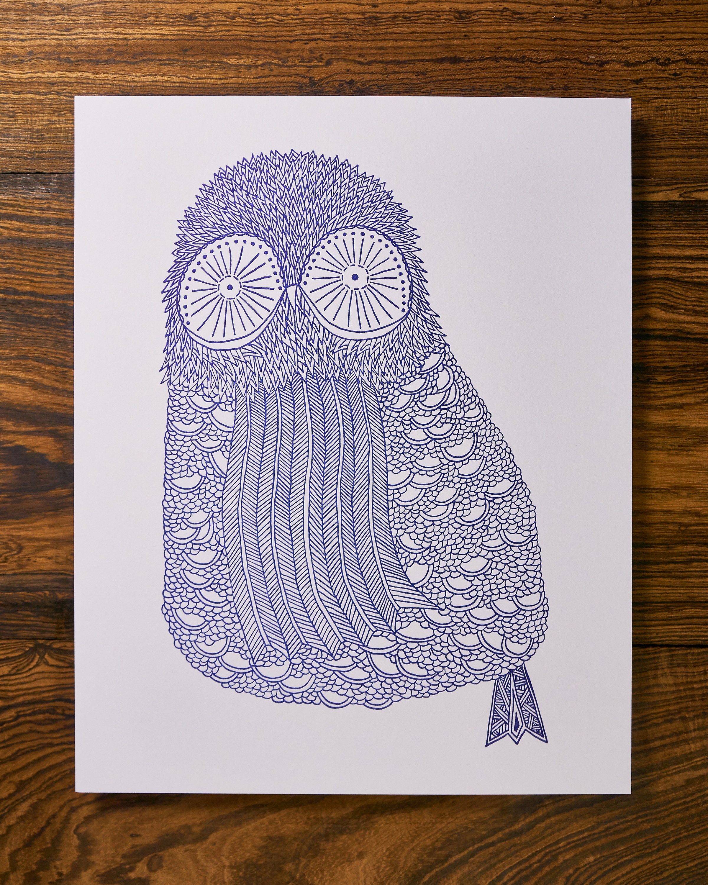 Owl Illustration Letterpress Art Print - Gallery Wall 8x10