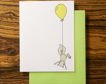 Balloon and Squirrel - Cute Letterpress Card
