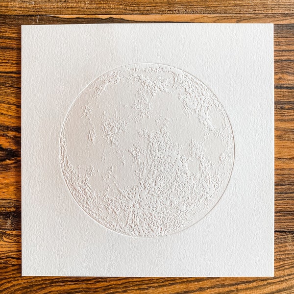 Full Moon Lunar Print - Gallery Wall Letterpress Art 8x8 Valentine’s Day Gift