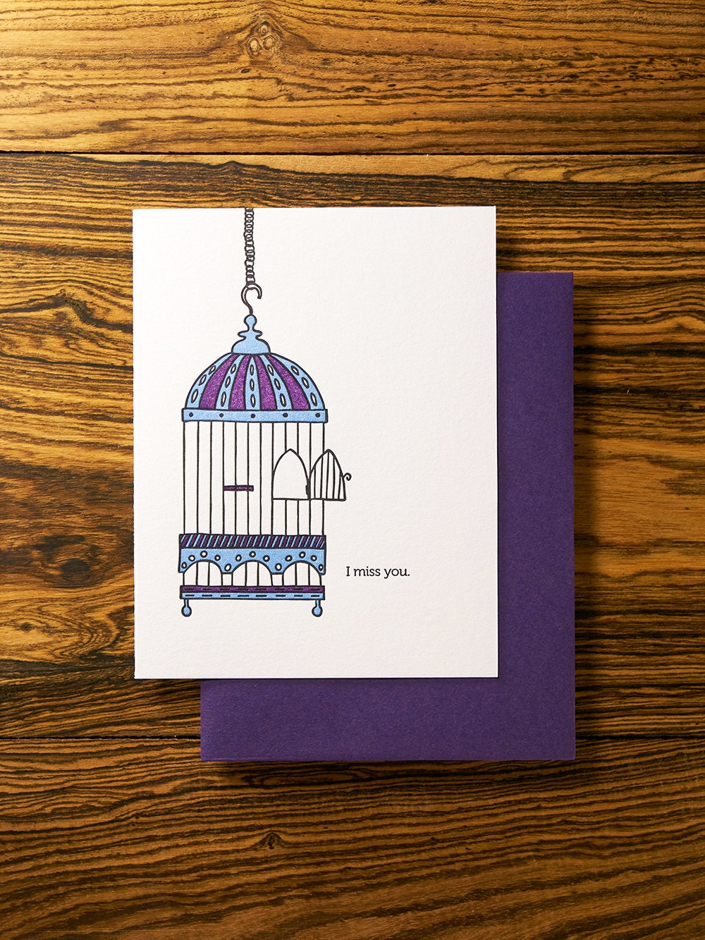 Flew the Coop Letterpress I Miss You Card Etsy