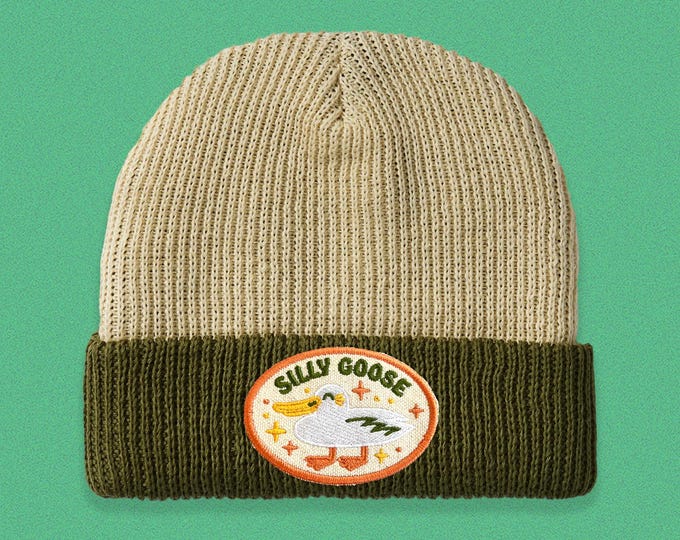 Silly Goose Two-Tone Knit Beanie