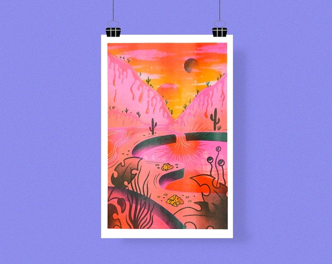 Bubblegum Valley Risograph Print