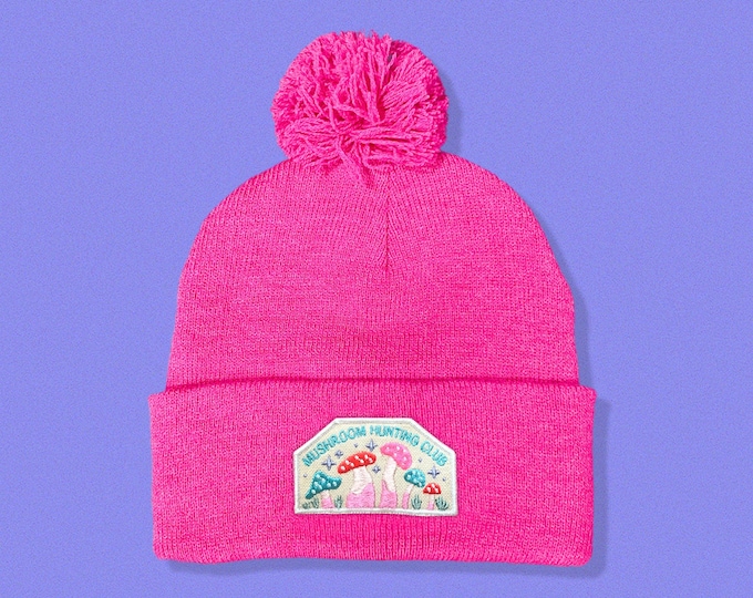 Mushroom Hunting Club Pom Pom Beanie