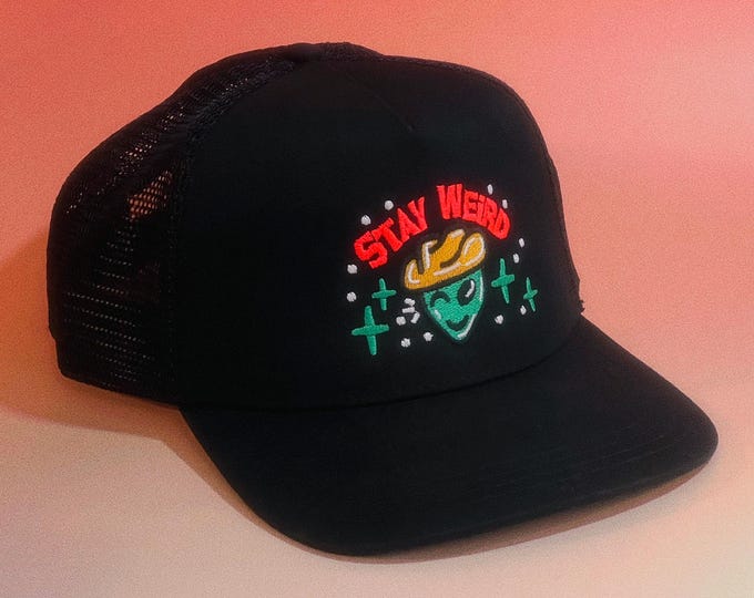 Stay Weird Alien Cowboy Structured Five-Panel Trucker Hat