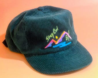 Embroidered Corduroy 5-Panel Hat: Retro 90s Style