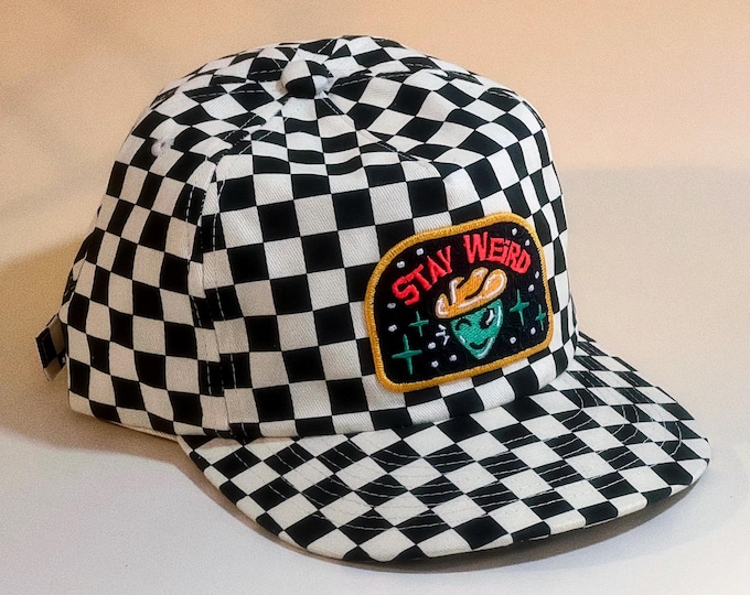 Stay Weird 5-Panel Checkered Floppy Hat