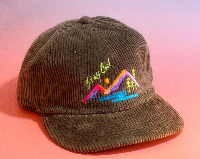 Embroidered Corduroy Hat: 90s Retro Style