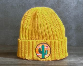 Cactus Dream Cable Knit Beanie