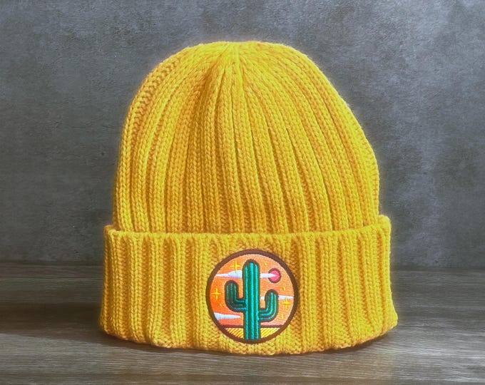 Cactus Dream Cable Knit Beanie