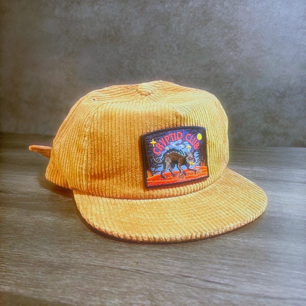 Chupacabra Cryptid Club 5-Panel Corduroy Patch Hat