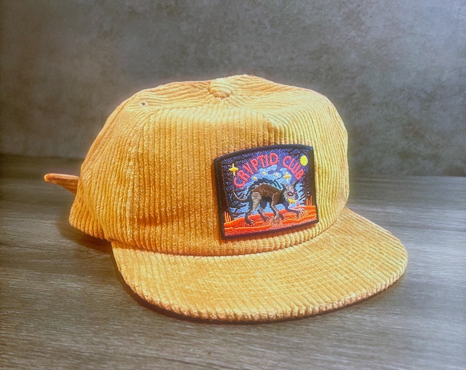 Chupacabra Cryptid Club 5-Panel Corduroy Patch Hat