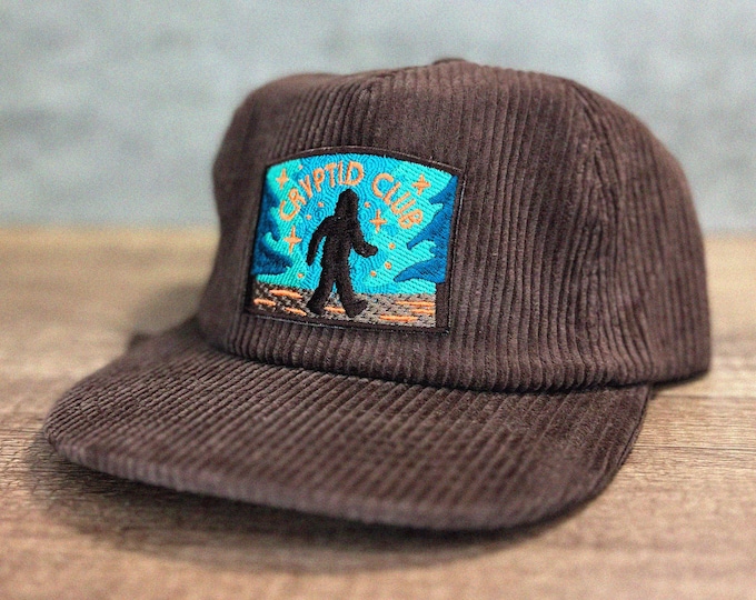 Bigfoot Cryptid Club 5-Panel Corduroy Patch Hat