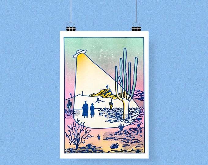 UFO Pastel 11"x17" Tabloid Risograph Print