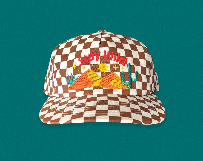 Stay Wild 5-Panel Checkered Floppy Hat
