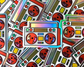 Boombox Holographic Sticker