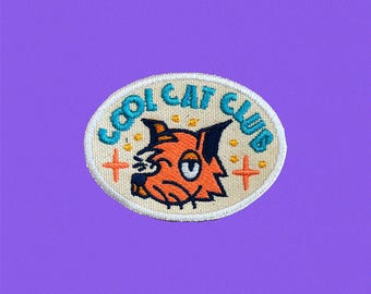 Cat Club Embroidered Patch Iron-On/Sew-On