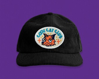 Cat Club Embroidered Corduroy Hat