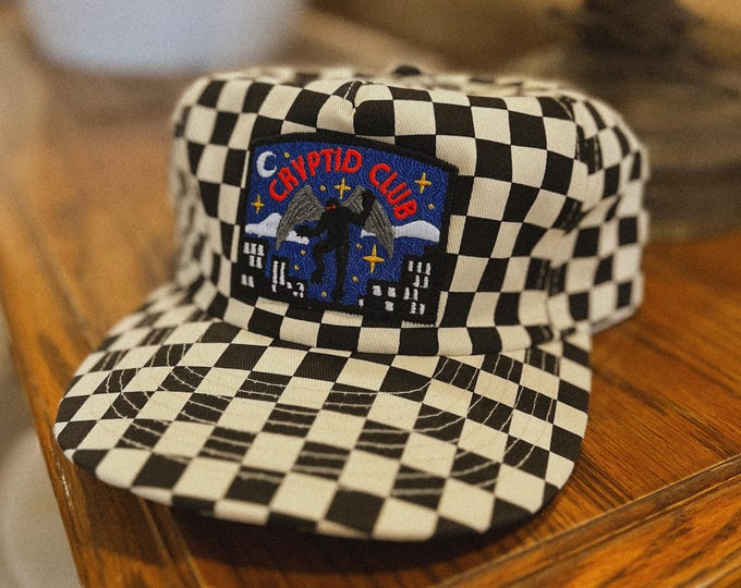Mothman Cryptid Club 5-Panel Checkered Floppy Hat