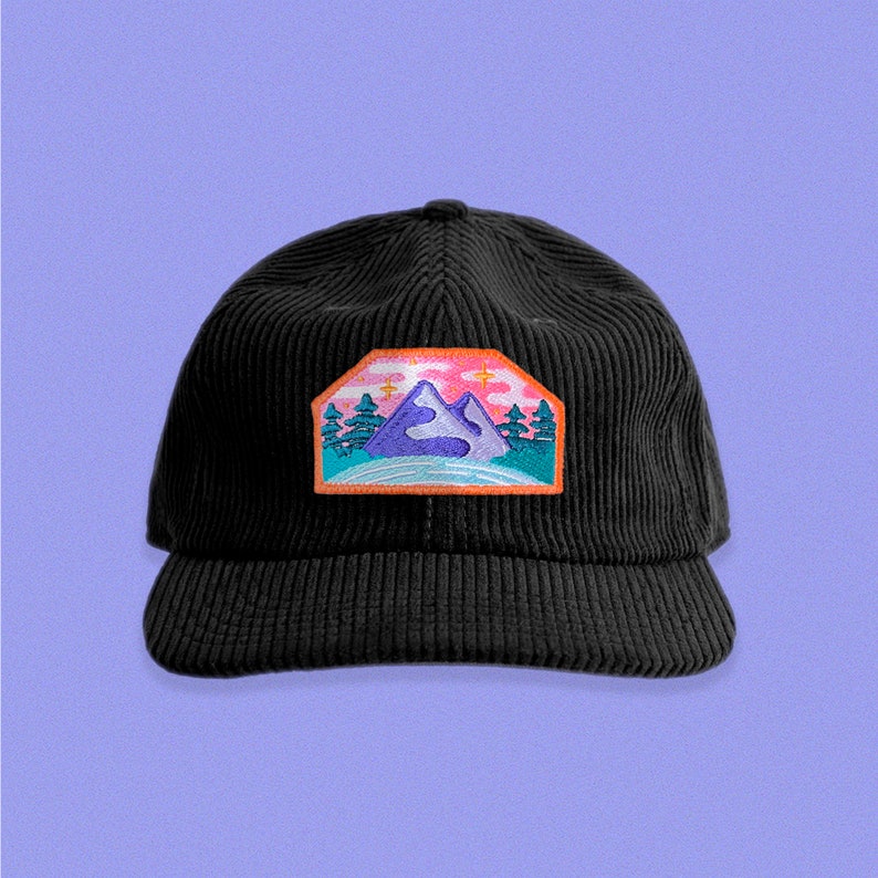 Mystical Mountain Corduroy Hat Black