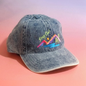 Gorra retro de los 90: Gorra de algodón con bordado de montaña