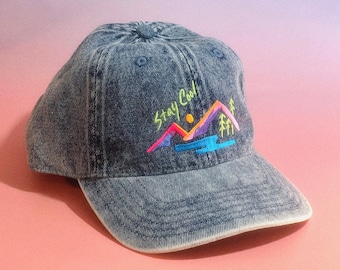 90s Retro Dad Hat: Embroidered Mountain Cotton Cap