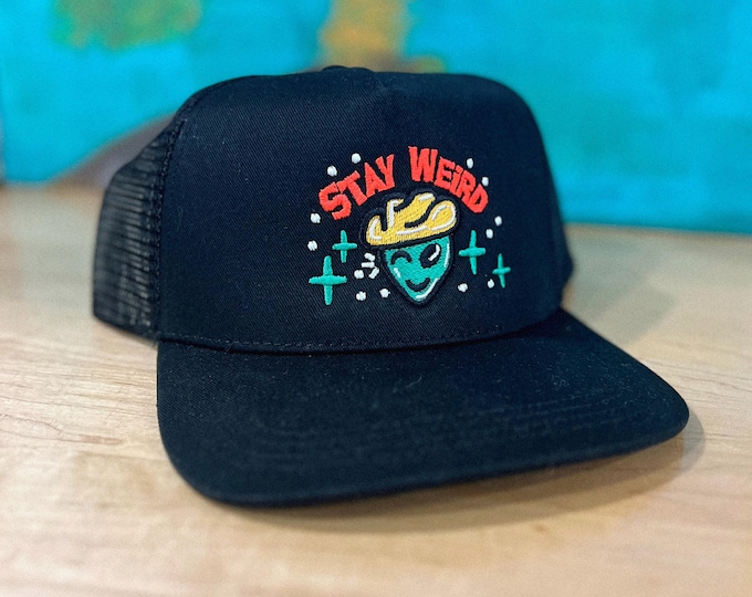 Stay Weird Alien Cowboy Structured Five-Panel Trucker Hat