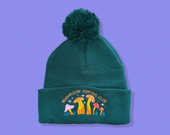 Mushroom Hunting Club Pom Pom Beanie