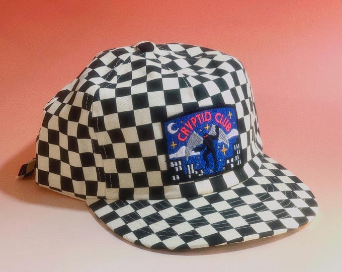 Mothman Cryptid Club 5-Panel Checkered Floppy Hat