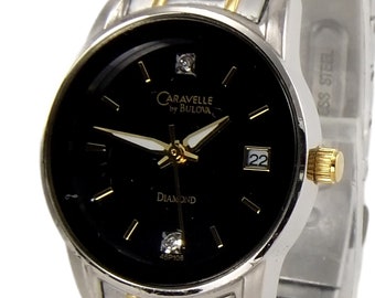 CARAVELLE BY BULOVA Diamond Ladies Silver Tone Watch Model C935117 Womens 7 1/4"